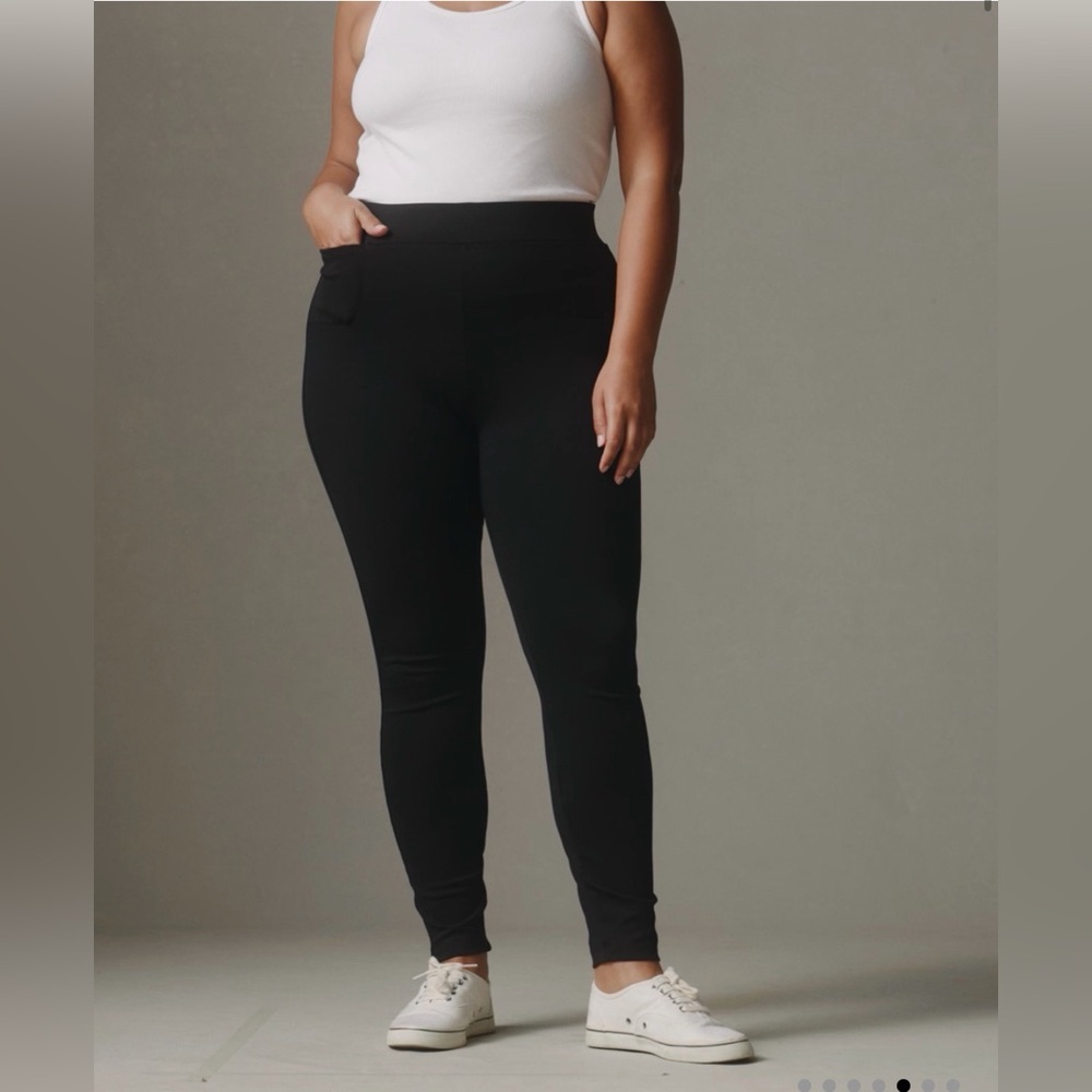 American Giant Womens Ponte Slim Black Pants Leggings High Rise size 14
